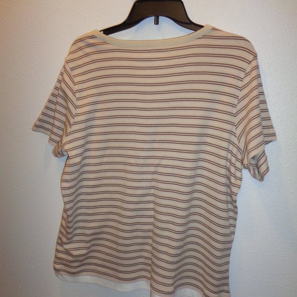 Basic Editions Women's Layered Henley Short Sleeve Striped Top Size XL N… - Picture 11 of 11